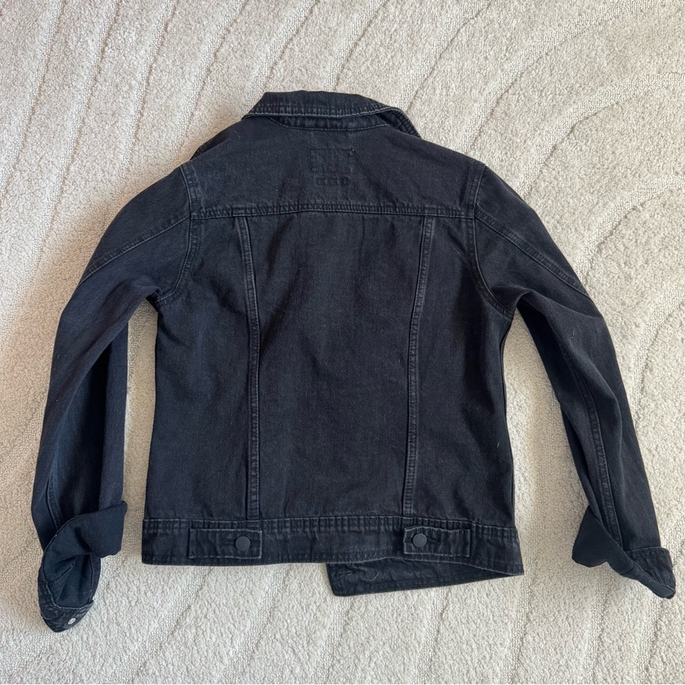 UNIVERSAL THREAD Faded Black Trucker FREEBORN DENIM JACKET Boxy Boyfriend Small - Picture 2 of 3